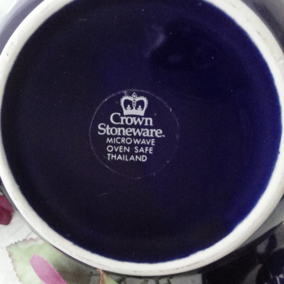VTG CROWN STONEWARE TEAPOT DARK NAVY - Picture 2 of 5
